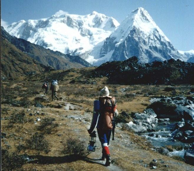 Mounts Kabru and Ratong on the approach to Ramze on the South Side of Mount Kangchenjunga