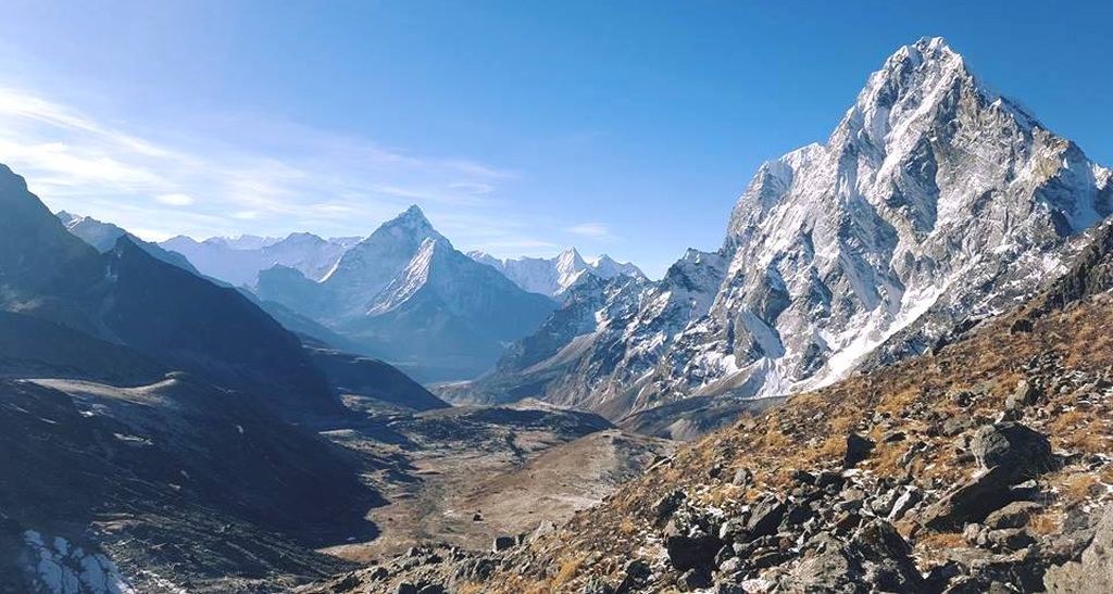 Ama Dablam and Cholatse on route from Lobuje to Dzongla and Gokyo Valley via Chola La