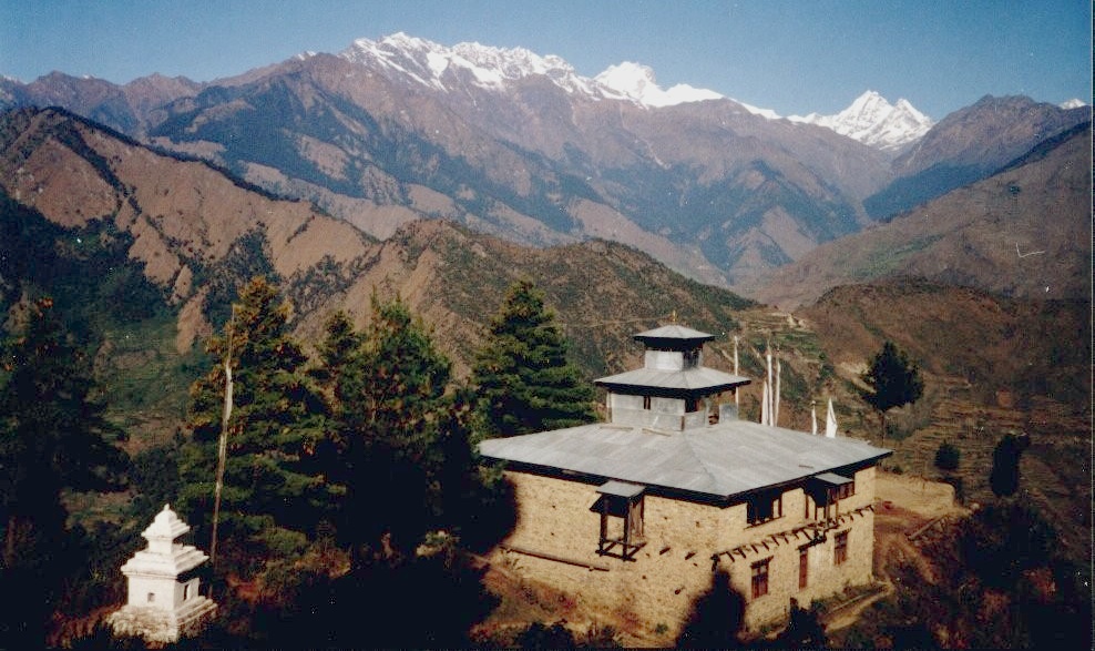 Ganesh Himal and Gompa ( Buddhist Monastery ) on route from Syabru to Dhunche