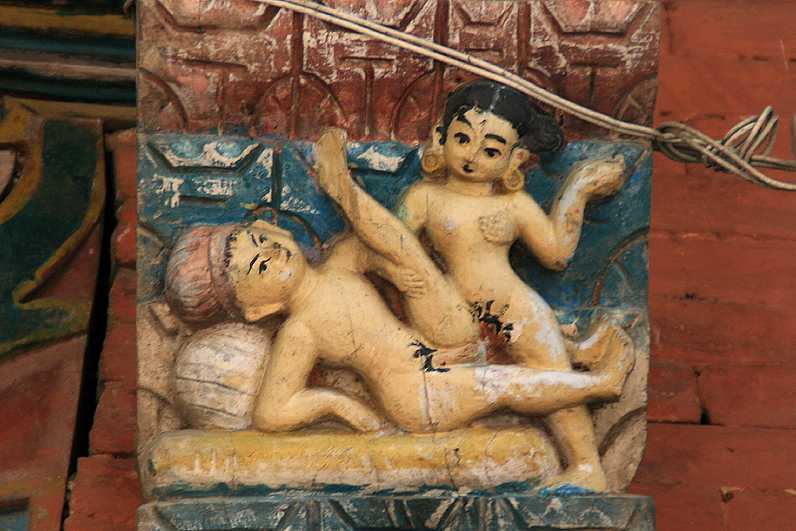 Erotic statues in Temple at Chobhar Gorge outside Kathmandu