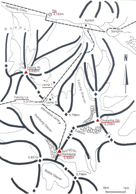 Route Map for Ramdung Go Trekking Peak