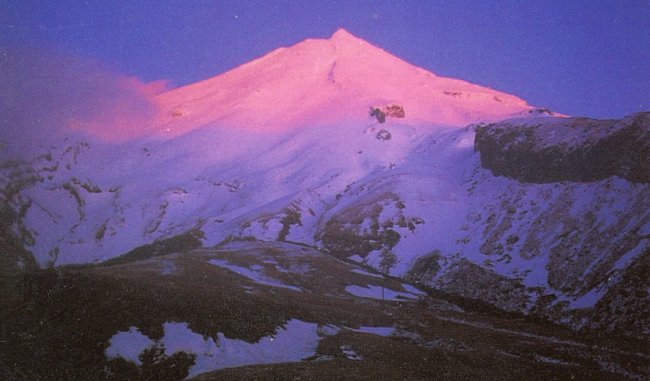 Sunrise on Mt. Egmont ( Taranaki ) on the North Island of New Zealand