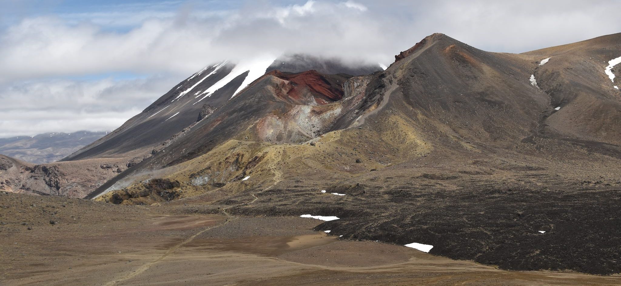 Poled Route across the South Crater on the Tongariro Traverse