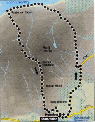 Route Map for Beinn a' Chuallaich