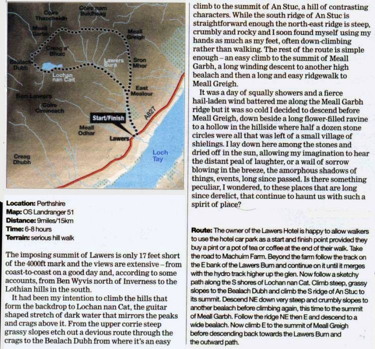 Map and Route Description for a Lochan na Cat Circuit in the Lawyers Group