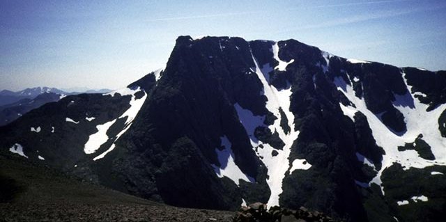 Snow-filled gullies on Ben Nevis