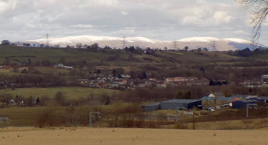 Village of Twechar and Forth and Clyde Canal viewed from Roman Fort on Barr Hill