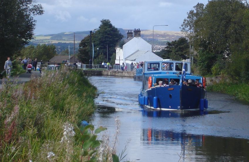 Barge at Maryhill Locks on the Forth and Clyde Canal in central Glasgow