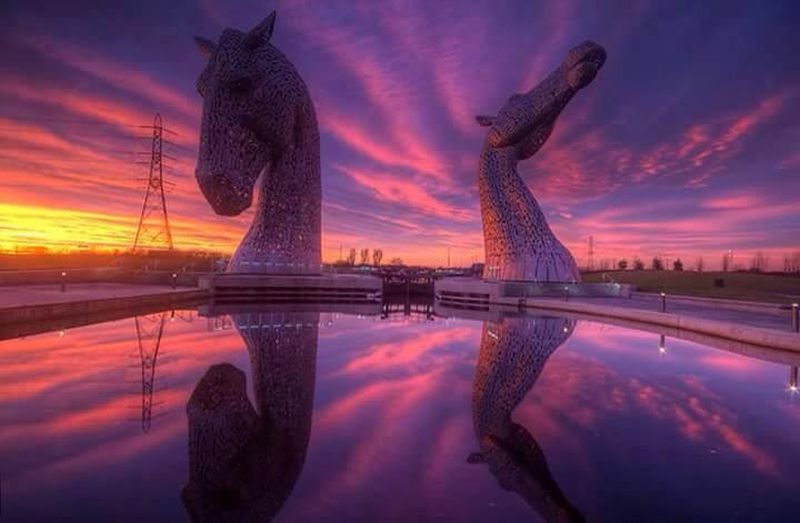 The Kelpies at sunset