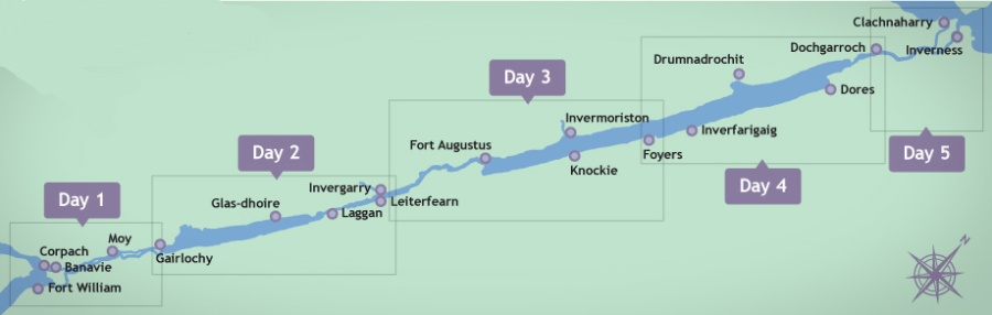 Map of the Great Glen Canoe Trail