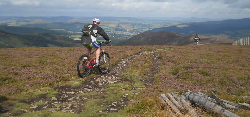 Mountain bikers on Birkscairn Hill above Peebles