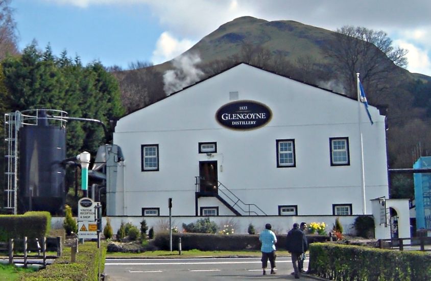 Glengoyne Distillery beneath Dumgoyne and the Campsie Fells