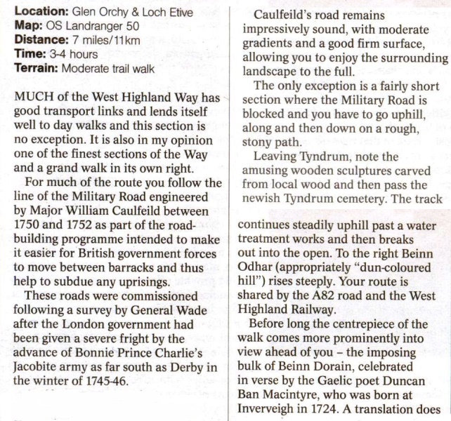 Route Description of West Highland Way from Tyndrum to Bridge of Orchy