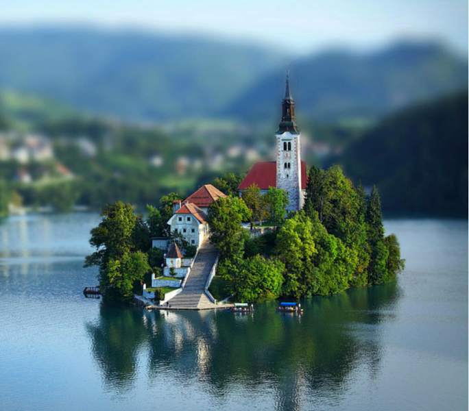 The Church on Island in Lake Bled in Slovenia