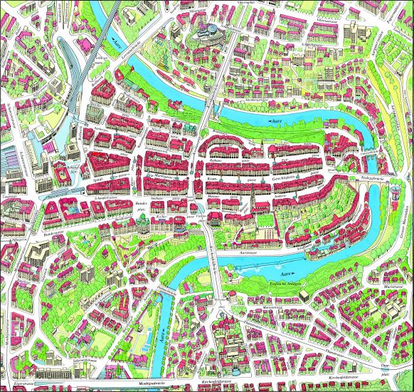 Map of Berne - capital city of Switzerland