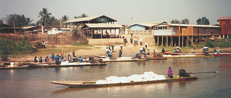 Myawaddy Village in Myanmar / Burma across the Moie River border with Thailand