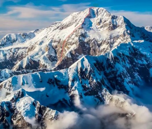 Diamond route on Denali ( Mount Mckinley ) in Alaska - the highest mountain in the USA and North America